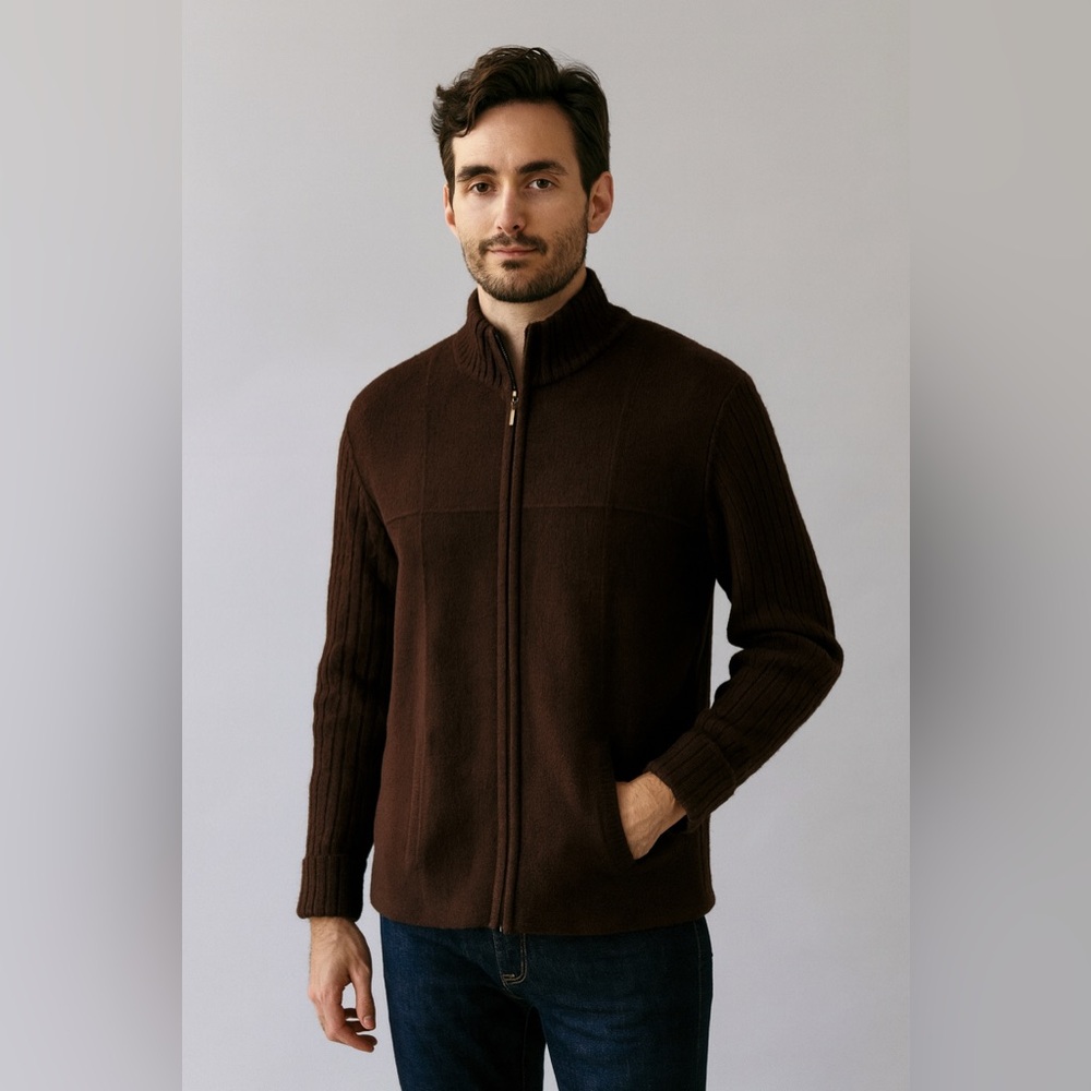 Pendleton Vintage Unisex Quarter Zip Maroon Virgin Wool Zip Front Sweater Sz.‎ S